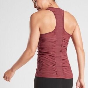 Athleta Tank Top XS Bakasana Maple Red Racer Back Mesh Back